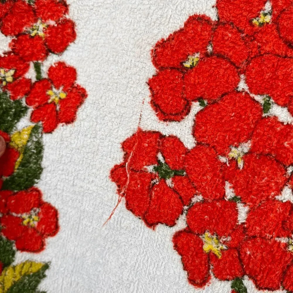 Vintage Geranium Terry Cloth Towels – Set of 2 Orange Floral 36
